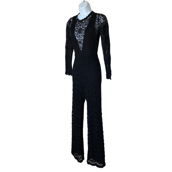 Nightcap Black Lace Flare Jumpsuit MEDIUM Bodycon Cocktail Vampire Goth USA $500 - Picture 8 of 10